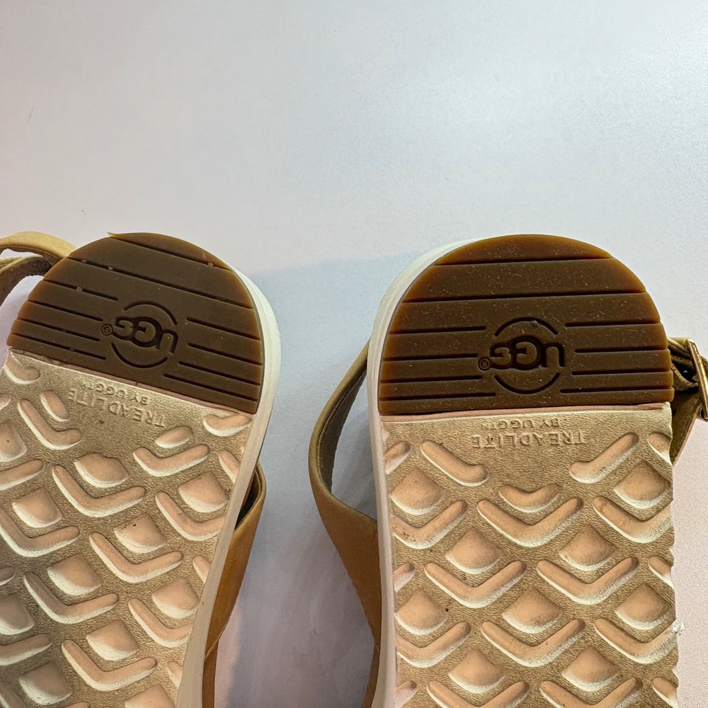 UGG Gold Metallic Leather Crossover Sandals - Picture 5 of 8